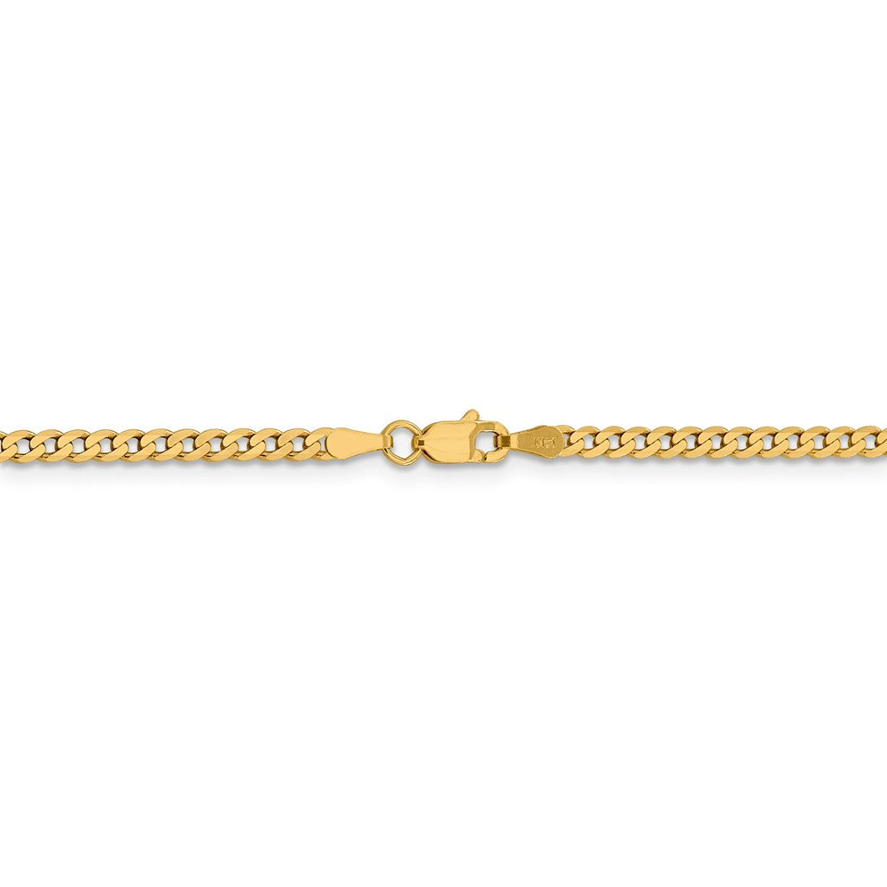 Alternate view of the 2.3mm 14k Yellow Gold Beveled Solid Curb Chain Necklace by The Black Bow Jewelry Co.