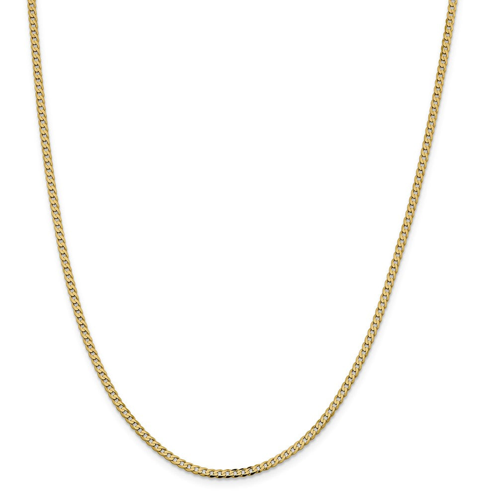 2.3mm 14k Yellow Gold Beveled Solid Curb Chain Necklace