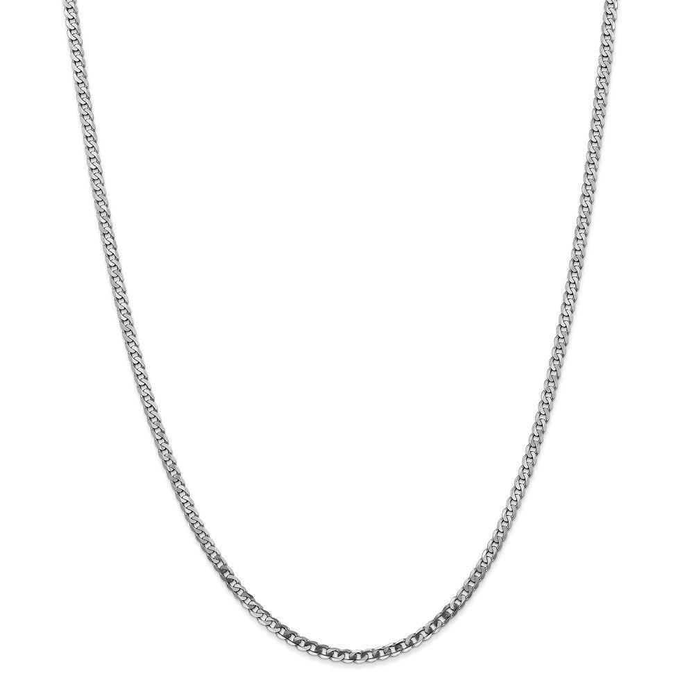 2.9mm 14k White Gold Beveled Solid Curb Chain Necklace