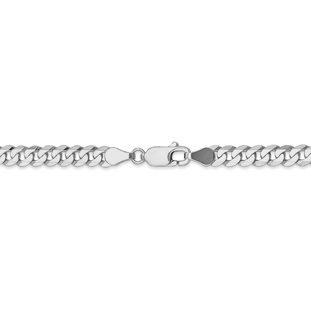 Alternate view of the 4.5mm 14k White Gold Beveled Solid Curb Chain Necklace by The Black Bow Jewelry Co.