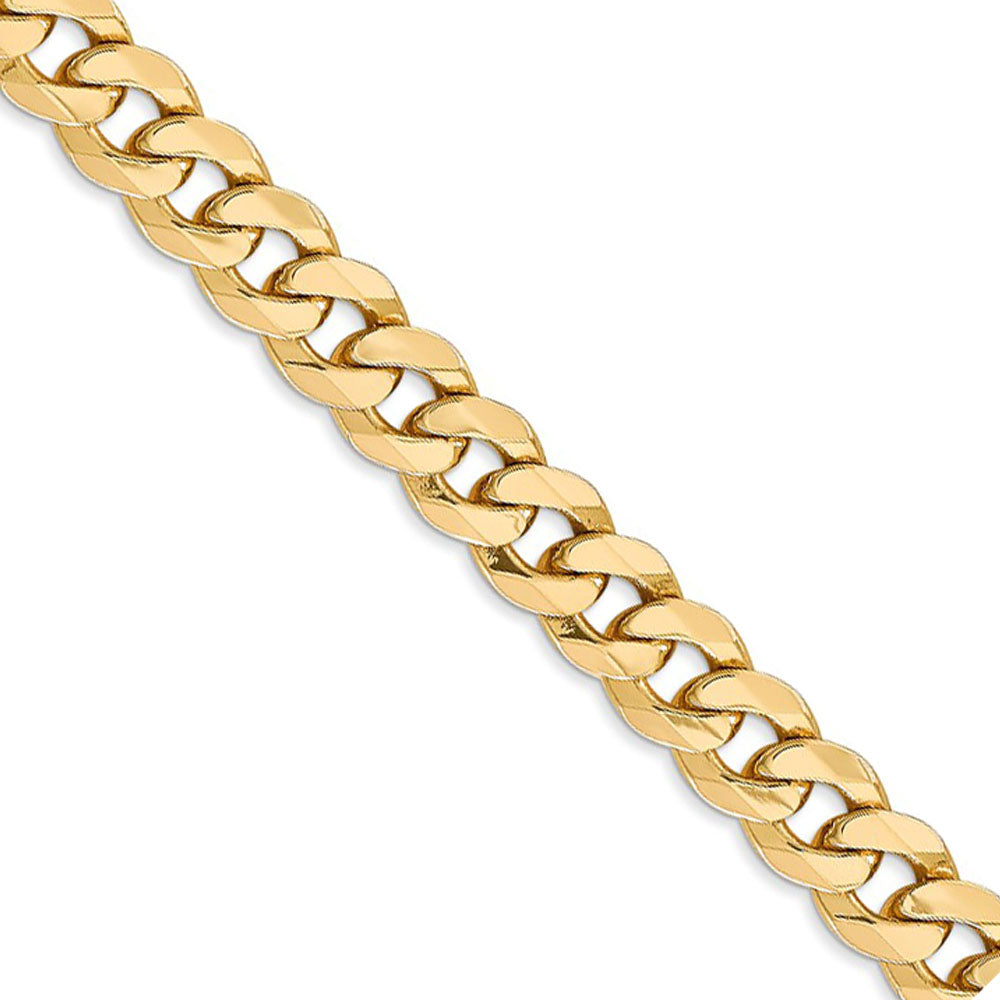 Men&#39;s 8mm 14k Yellow Gold Beveled Solid Curb Chain Necklace, Item C9814 by The Black Bow Jewelry Co.