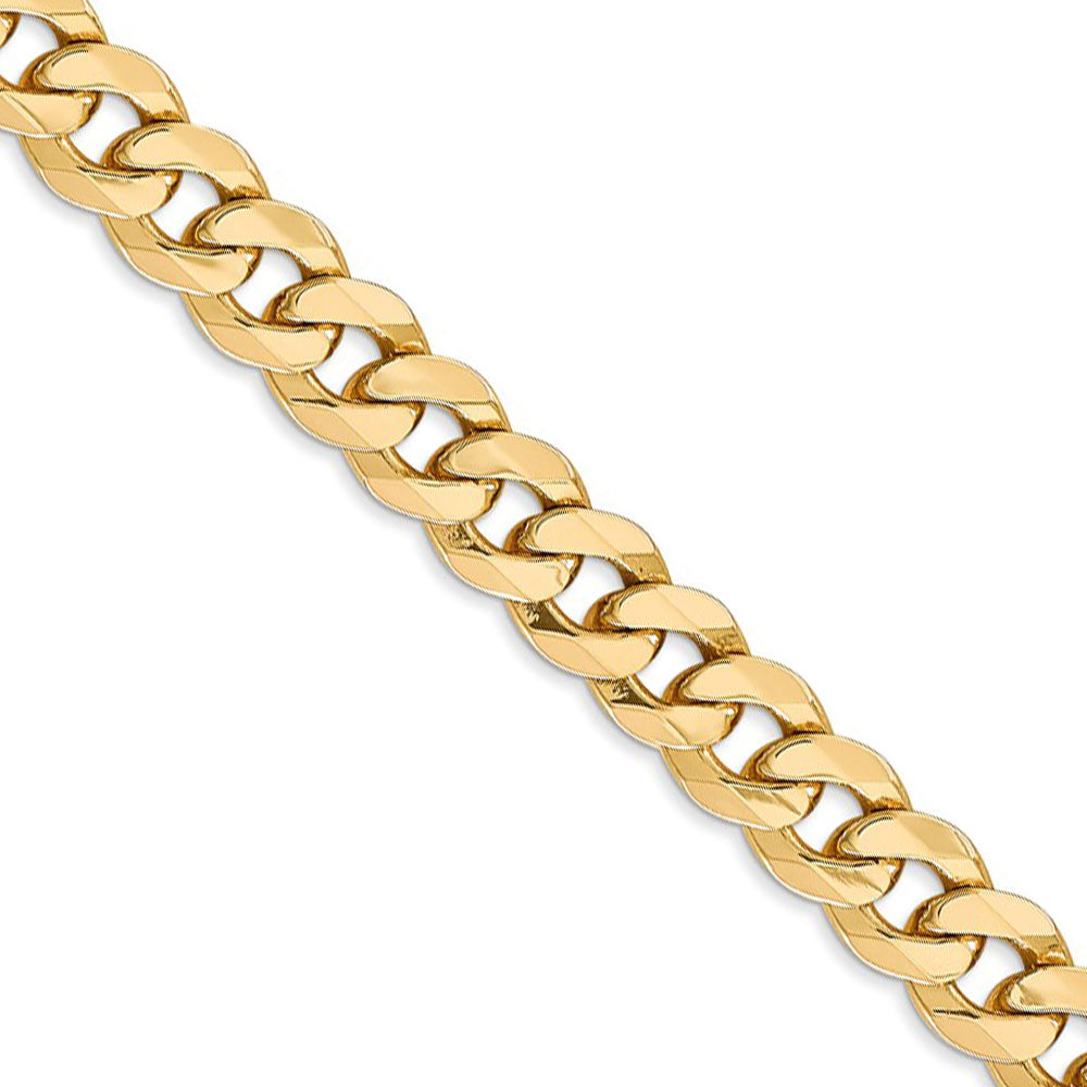 Men&#39;s 8mm 14k Yellow Gold Beveled Solid Curb Chain Necklace