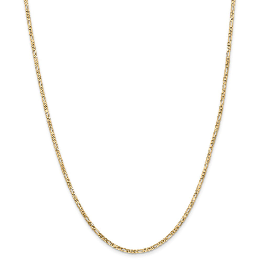 Alternate view of the 2.25mm 14k Yellow Gold Flat Figaro Necklace Chain by The Black Bow Jewelry Co.