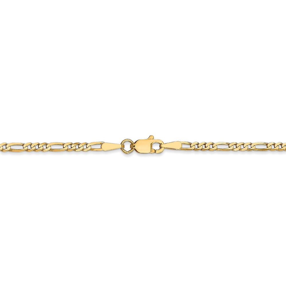 Alternate view of the 2.25mm 14k Yellow Gold Flat Figaro Necklace Chain by The Black Bow Jewelry Co.
