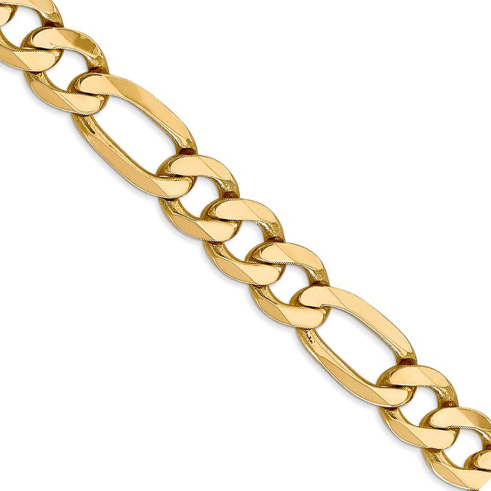 Men&#39;s 10mm 14k Yellow Gold Flat Figaro Chain Necklace, Item C9821 by The Black Bow Jewelry Co.
