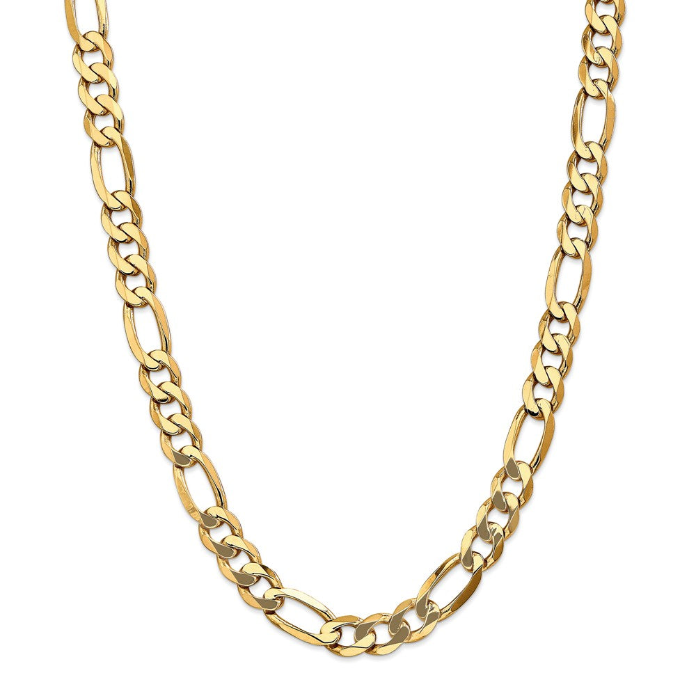 Men&#39;s 10mm 14k Yellow Gold Flat Figaro Chain Necklace
