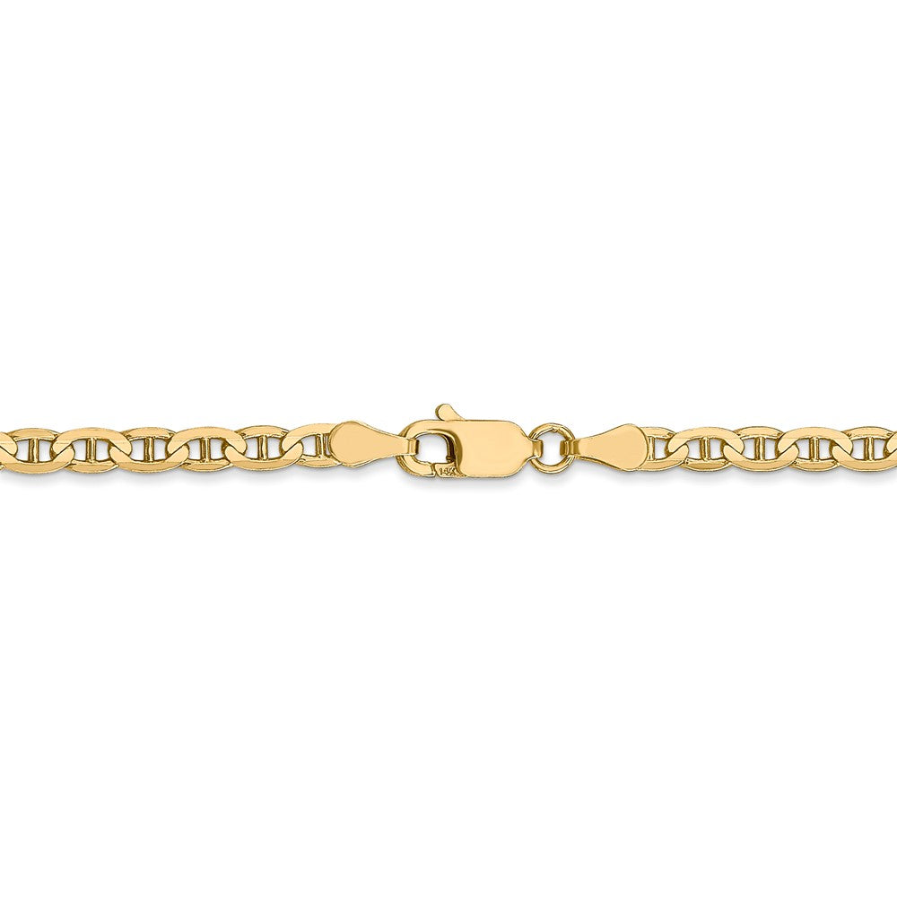 Alternate view of the 3mm 14k Yellow Gold Solid Concave Anchor Chain Necklace by The Black Bow Jewelry Co.