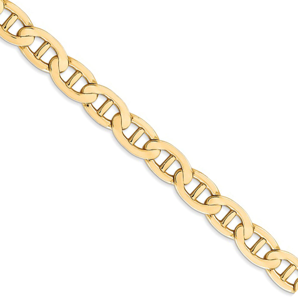7mm 14k Yellow Gold Solid Concave Anchor Chain Necklace - Black Bow Jewelry  Company