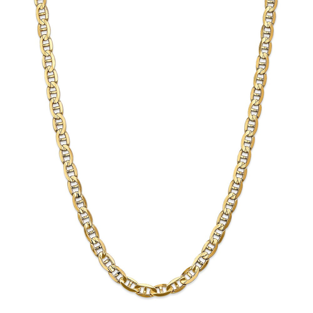 Alternate view of the 7mm 14k Yellow Gold Solid Concave Anchor Chain Necklace by The Black Bow Jewelry Co.