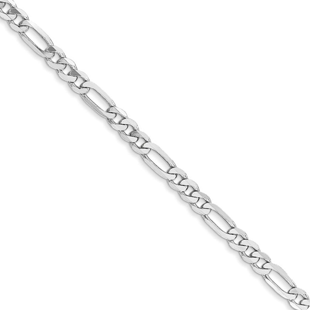 3mm 14k White Gold Flat Figaro Chain Necklace, Item C9828 by The Black Bow Jewelry Co.