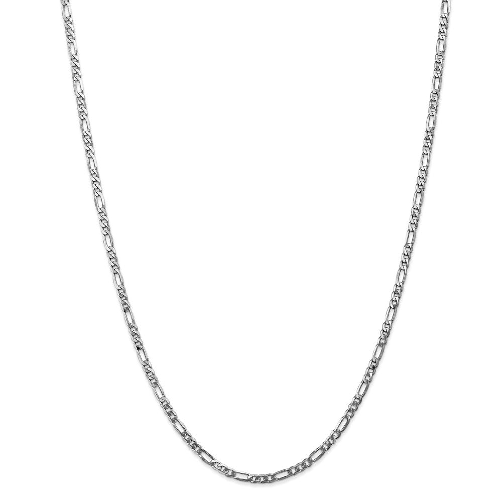 3mm 14k White Gold Flat Figaro Chain Necklace