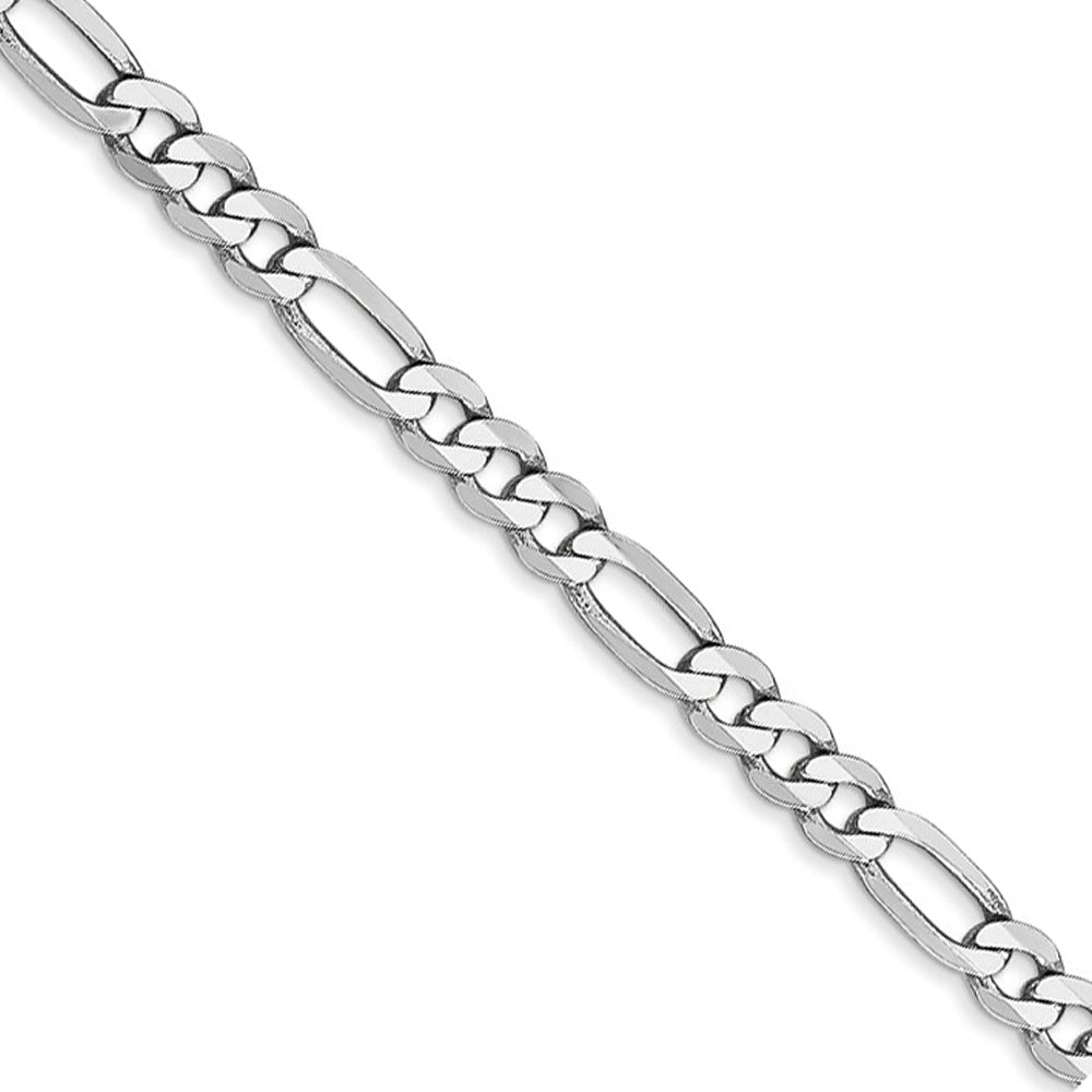 4mm 14k White Gold Flat Figaro Chain Necklace, Item C9829 by The Black Bow Jewelry Co.
