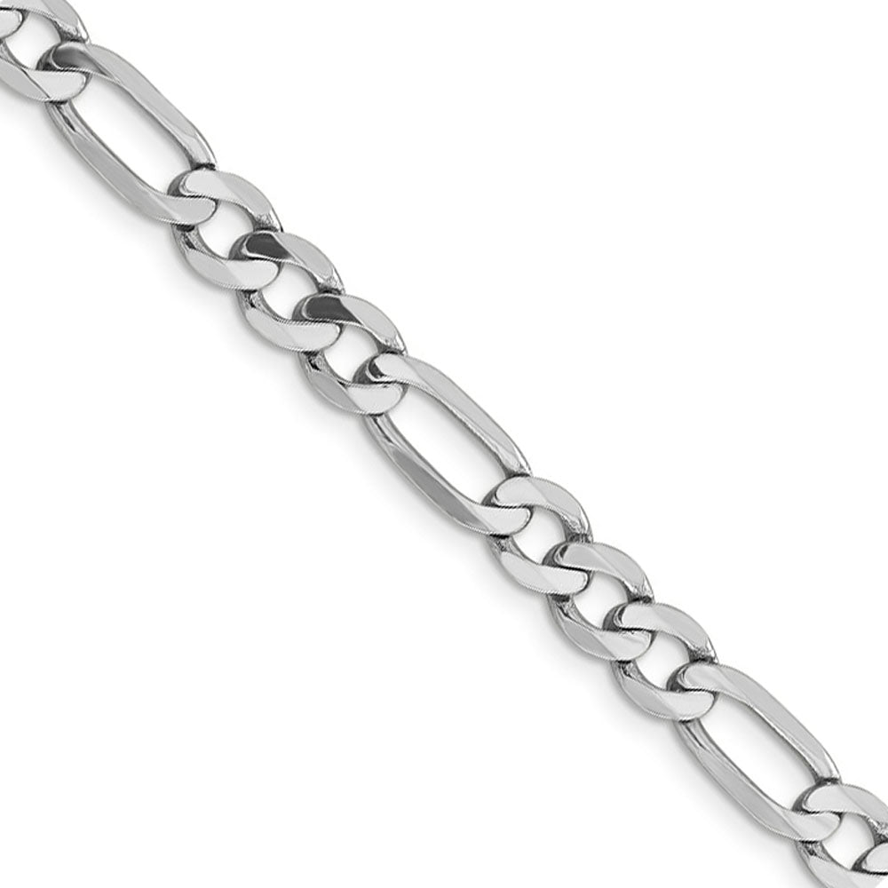 Men&#39;s 6mm 14k White Gold Flat Figaro Chain Necklace, Item C9832 by The Black Bow Jewelry Co.