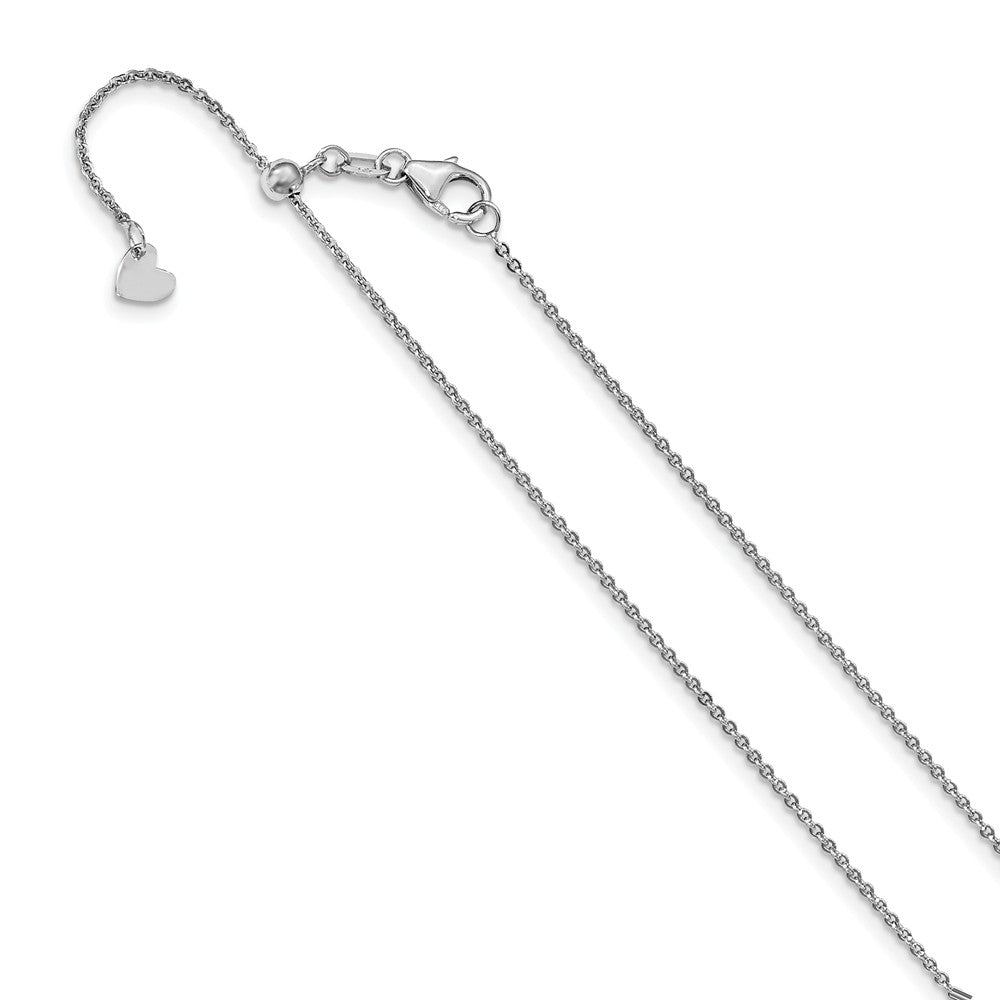 1.25mm 14k White Gold Adjustable Flat Cable Chain Necklace, Item C9845 by The Black Bow Jewelry Co.