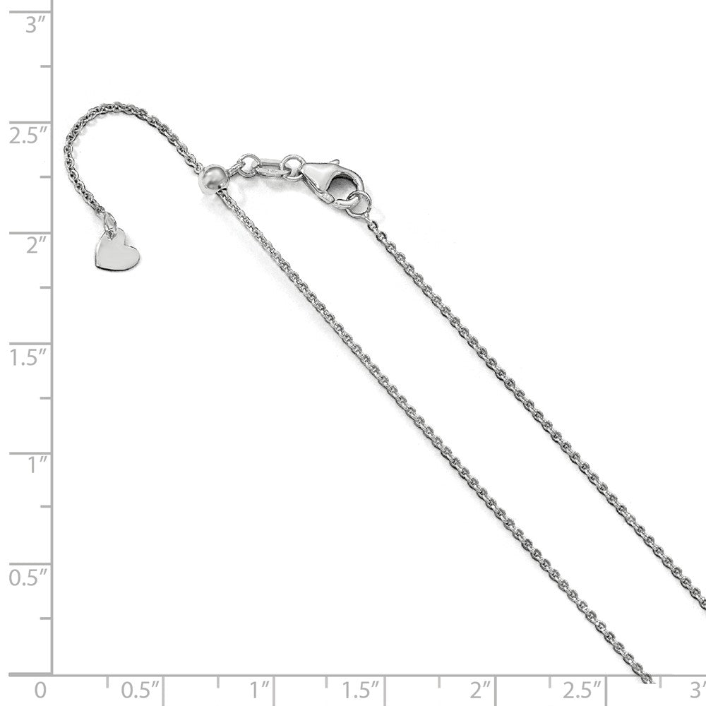 Alternate view of the 1.25mm 14k White Gold Adjustable Flat Cable Chain Necklace by The Black Bow Jewelry Co.