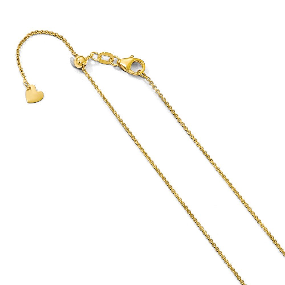 1.1mm 14k Yellow Gold Adjustable Solid Round Cable Chain Necklace, Item C9850 by The Black Bow Jewelry Co.