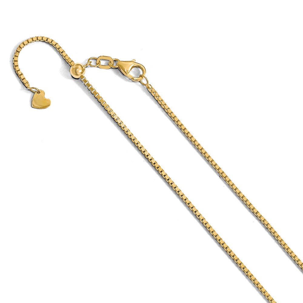 1.2mm 14k Yellow Gold Adjustable Box Chain Necklace, Item C9856 by The Black Bow Jewelry Co.