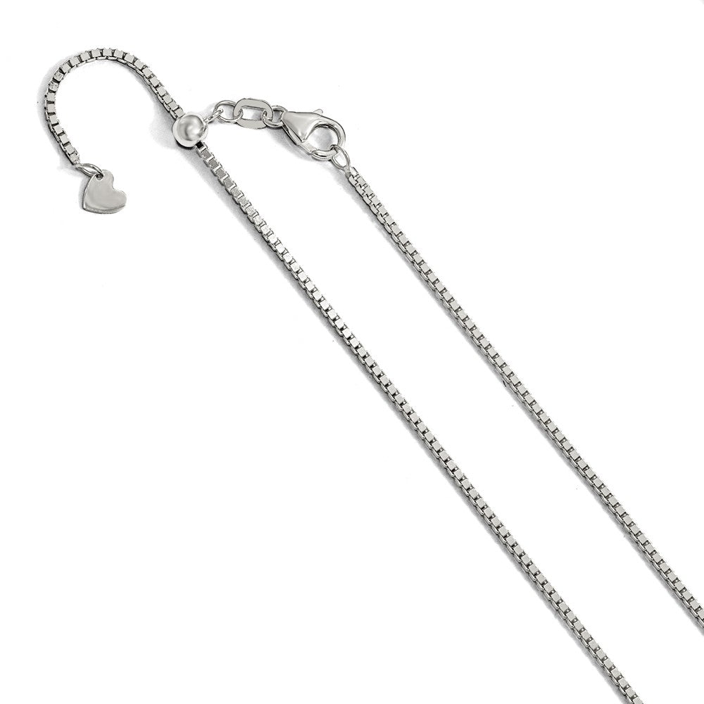 1.2mm 14k White Gold Adjustable Box Chain Necklace, Item C9857 by The Black Bow Jewelry Co.