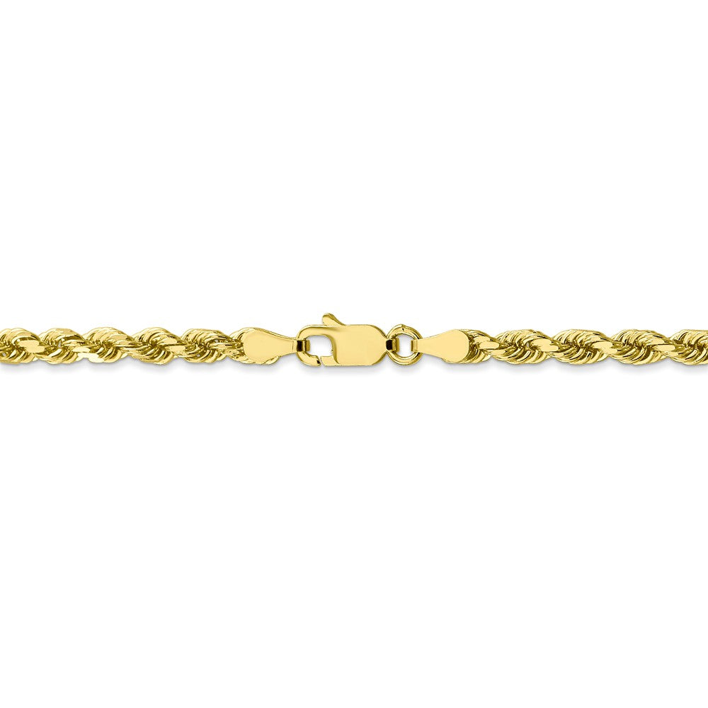 Alternate view of the 3.5mm 10k Yellow Gold Diamond Cut Solid Rope Chain Necklace by The Black Bow Jewelry Co.