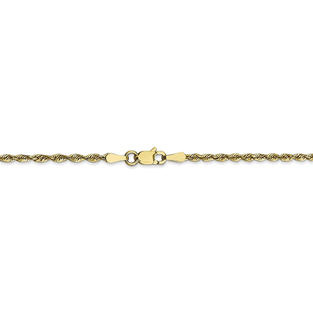 Alternate view of the 2mm 10k Yellow Gold Diamond Cut Hollow Rope Chain Necklace by The Black Bow Jewelry Co.