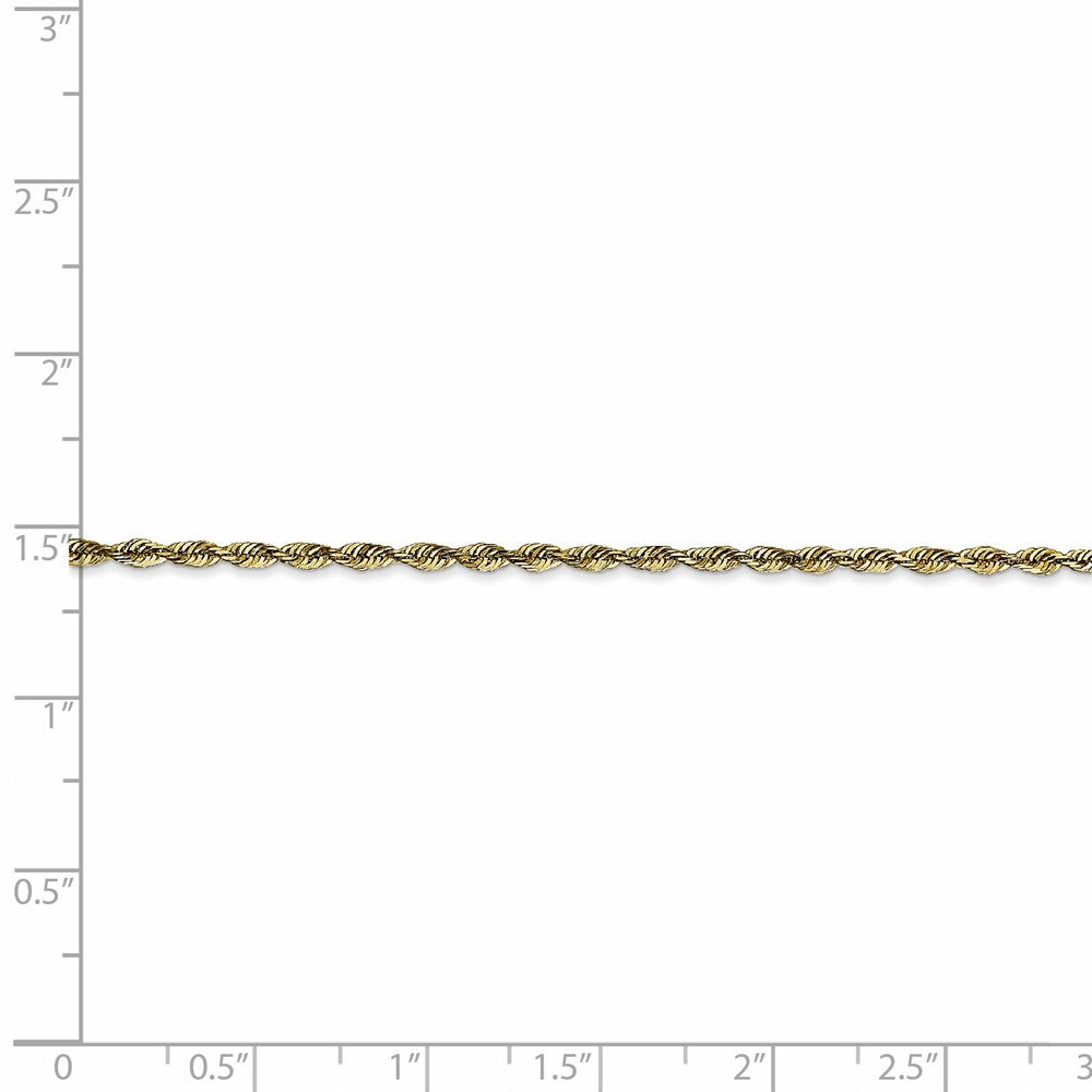 Alternate view of the 2mm 10k Yellow Gold Diamond Cut Hollow Rope Chain Necklace by The Black Bow Jewelry Co.