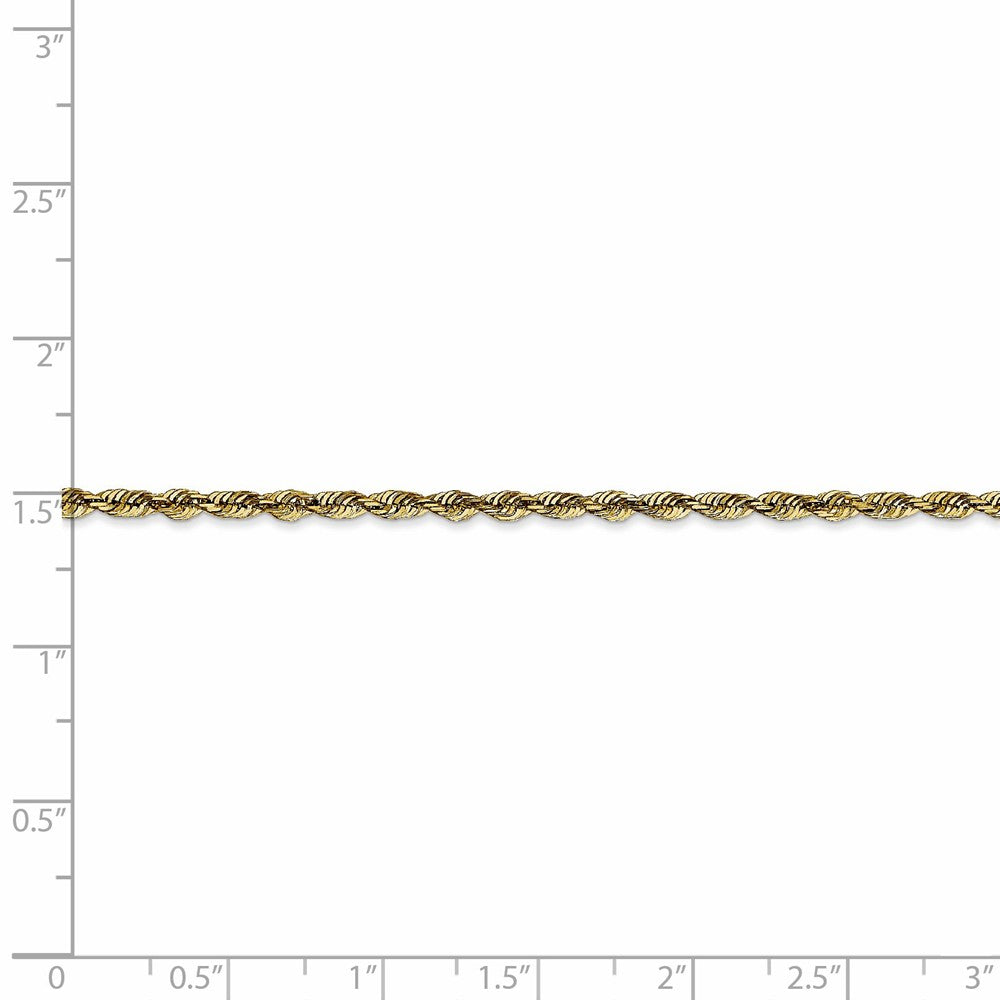 Alternate view of the 2.5mm 10k Yellow Gold Diamond Cut Hollow Rope Chain Necklace by The Black Bow Jewelry Co.