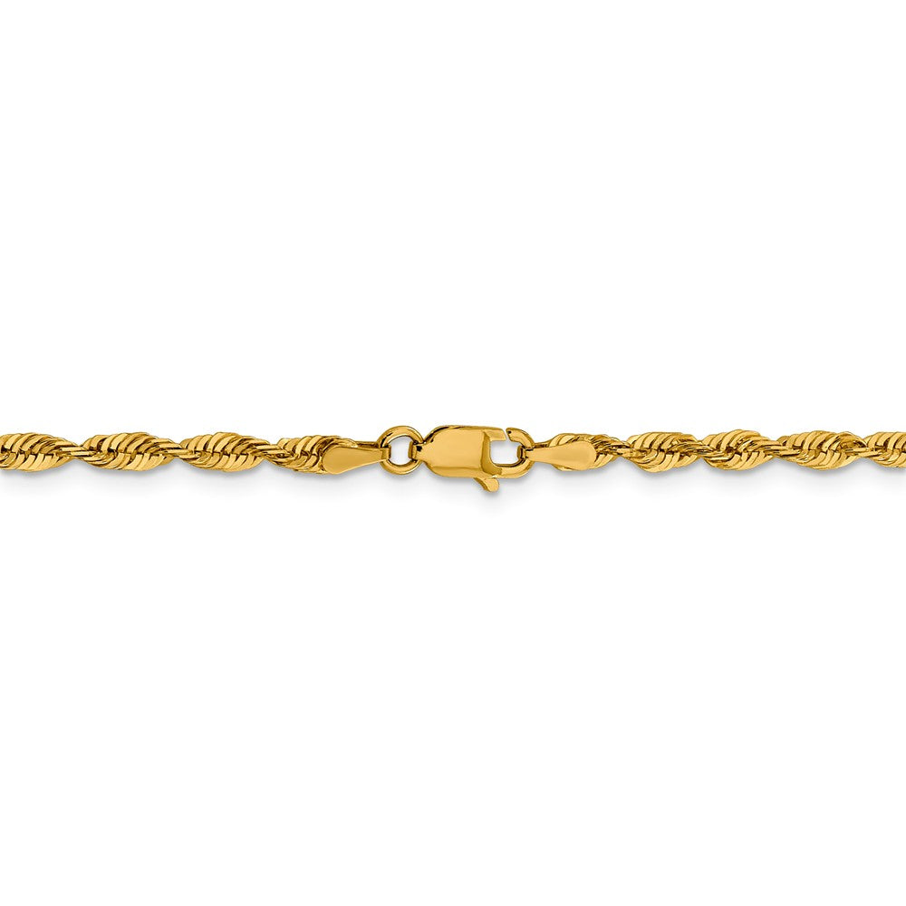 Alternate view of the 3mm 10k Yellow Gold Diamond Cut Hollow Rope Chain Necklace by The Black Bow Jewelry Co.