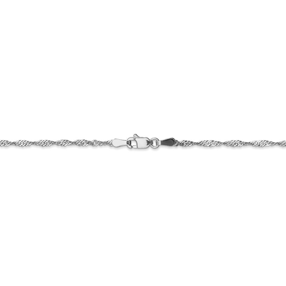 Alternate view of the 1.7mm 10k White Gold Polished Singapore Chain Necklace by The Black Bow Jewelry Co.