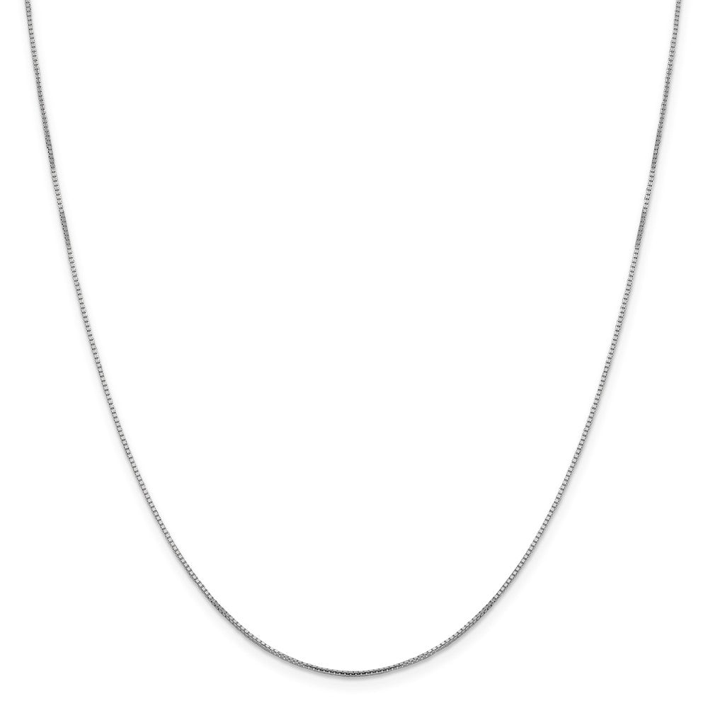Alternate view of the 0.95mm 10k White Gold Diamond Cut Octagonal Box Chain Necklace by The Black Bow Jewelry Co.