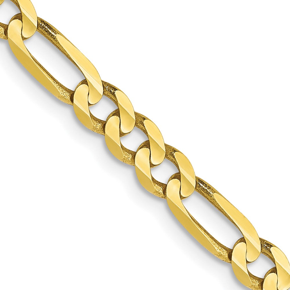4mm 10k Yellow Gold Solid Concave Figaro Chain Necklace, Item C9889 by The Black Bow Jewelry Co.