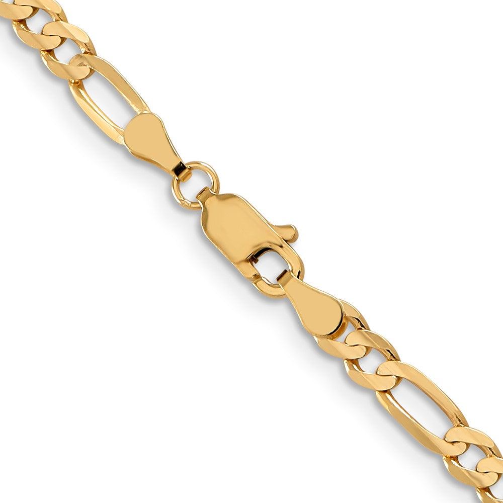 Alternate view of the 4mm 10k Yellow Gold Solid Concave Figaro Chain Necklace by The Black Bow Jewelry Co.