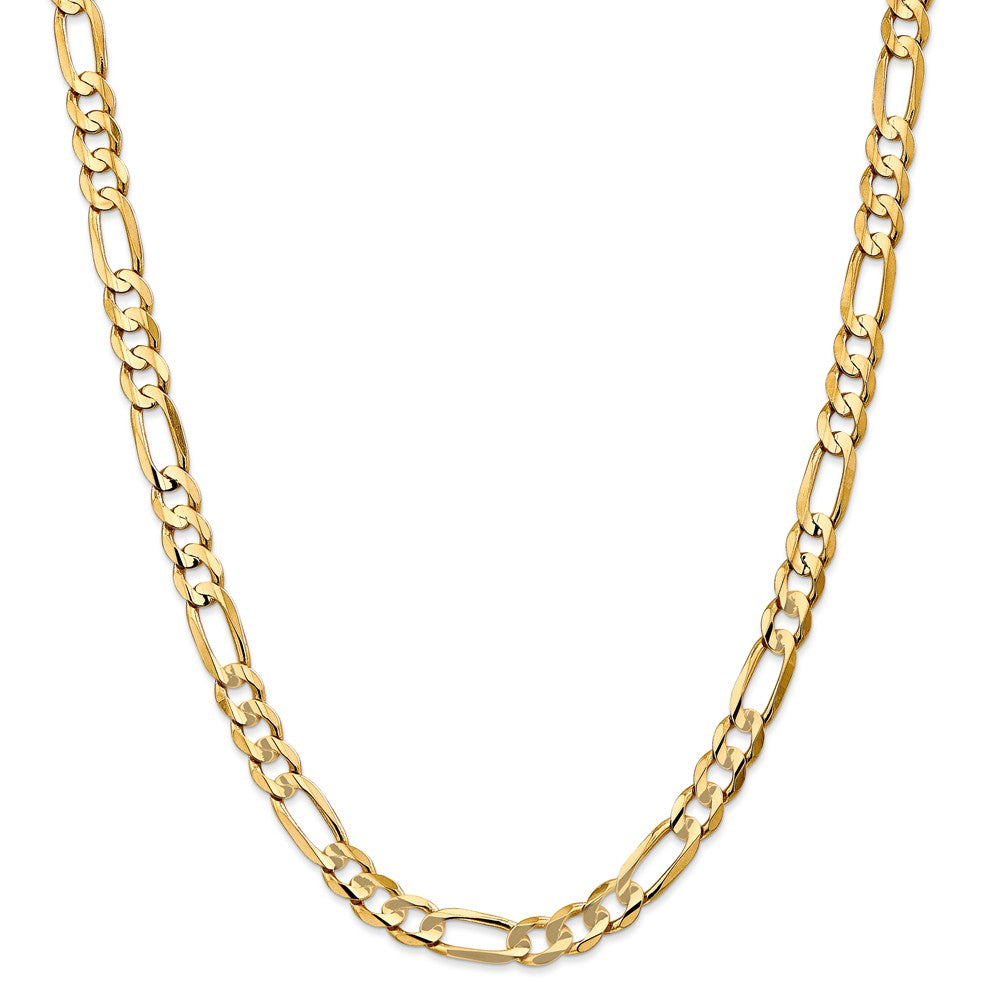 Alternate view of the Men&#39;s 6.75mm 10k Yellow Gold Solid Concave Figaro Chain Necklace by The Black Bow Jewelry Co.