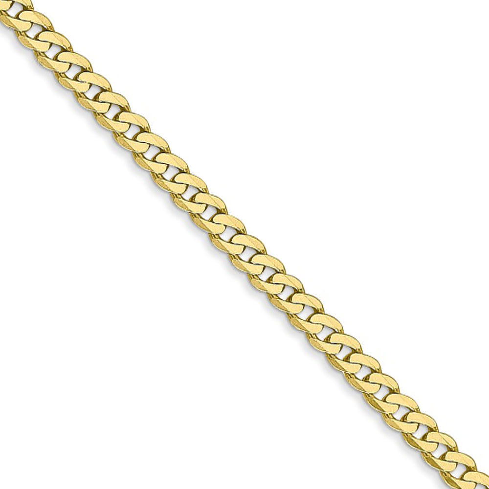 2.4mm 10k Yellow Gold Solid Flat Beveled Curb Chain Bracelet, Item C9898-B by The Black Bow Jewelry Co.