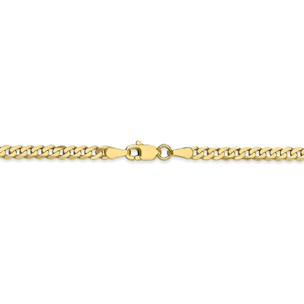 Alternate view of the 2.4mm 10k Yellow Gold Solid Flat Beveled Curb Chain Bracelet by The Black Bow Jewelry Co.