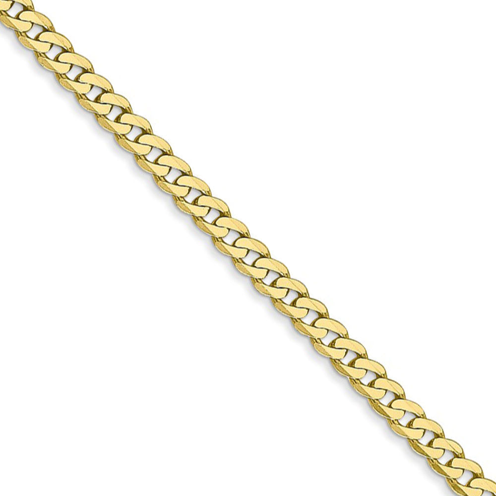 2.4mm 10k Yellow Gold Flat Beveled Curb Chain Necklace