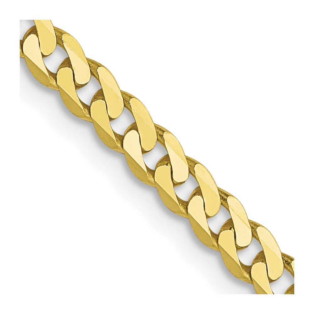 2.4mm 10k Yellow Gold Flat Beveled Curb Chain Necklace, Item C9898 by The Black Bow Jewelry Co.