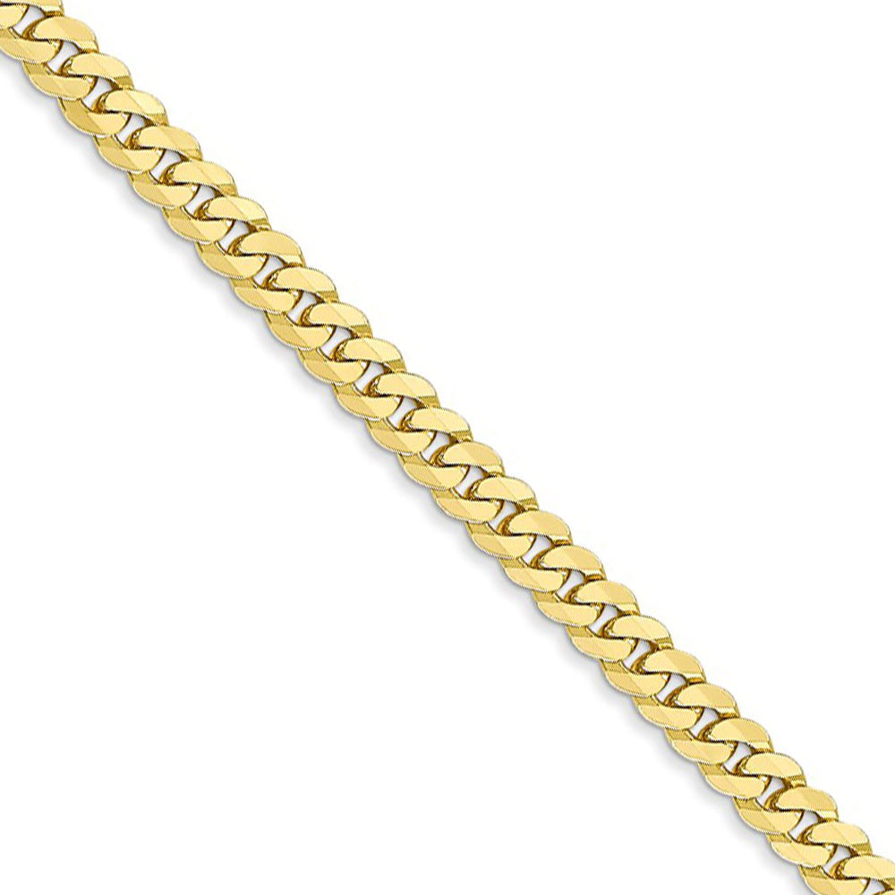 3.9mm 10k Yellow Gold Flat Beveled Curb Chain Necklace