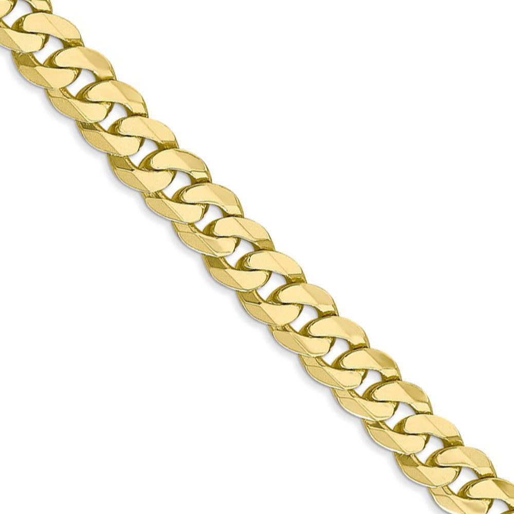 Men&#39;s 7.25mm 10k Yellow Gold Flat Beveled Curb Chain Necklace