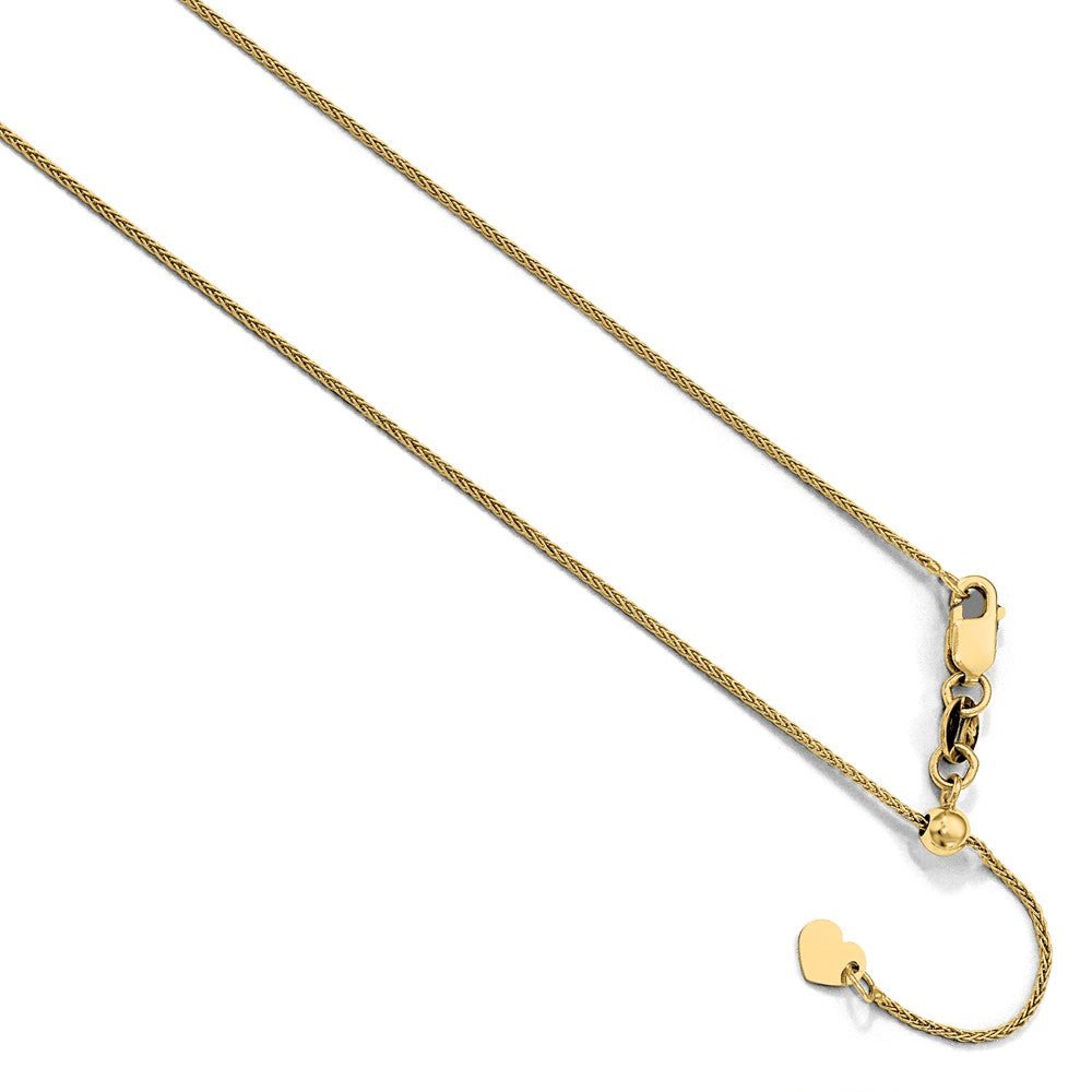0.8mm 10k Yellow Gold Adjustable Wheat Chain Necklace, Item C9919 by The Black Bow Jewelry Co.