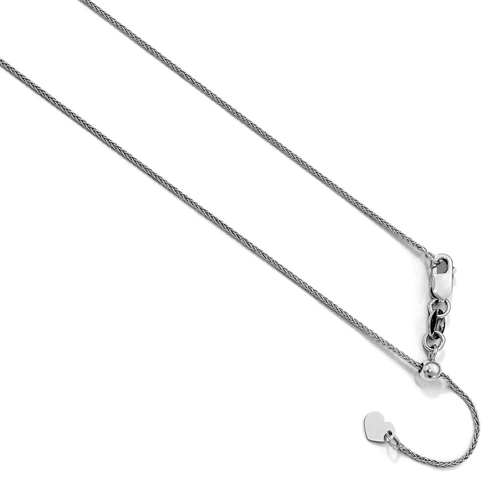 0.8mm 10k White Gold Adjustable Wheat Chain Necklace, Item C9920 by The Black Bow Jewelry Co.