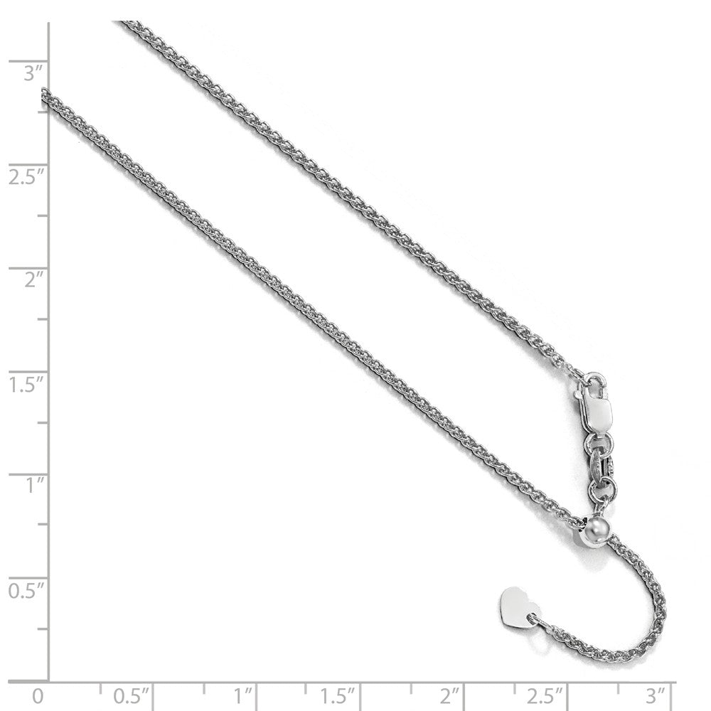 Alternate view of the 1.35mm 10k White Gold Adjustable Hollow Wheat Chain Necklace by The Black Bow Jewelry Co.
