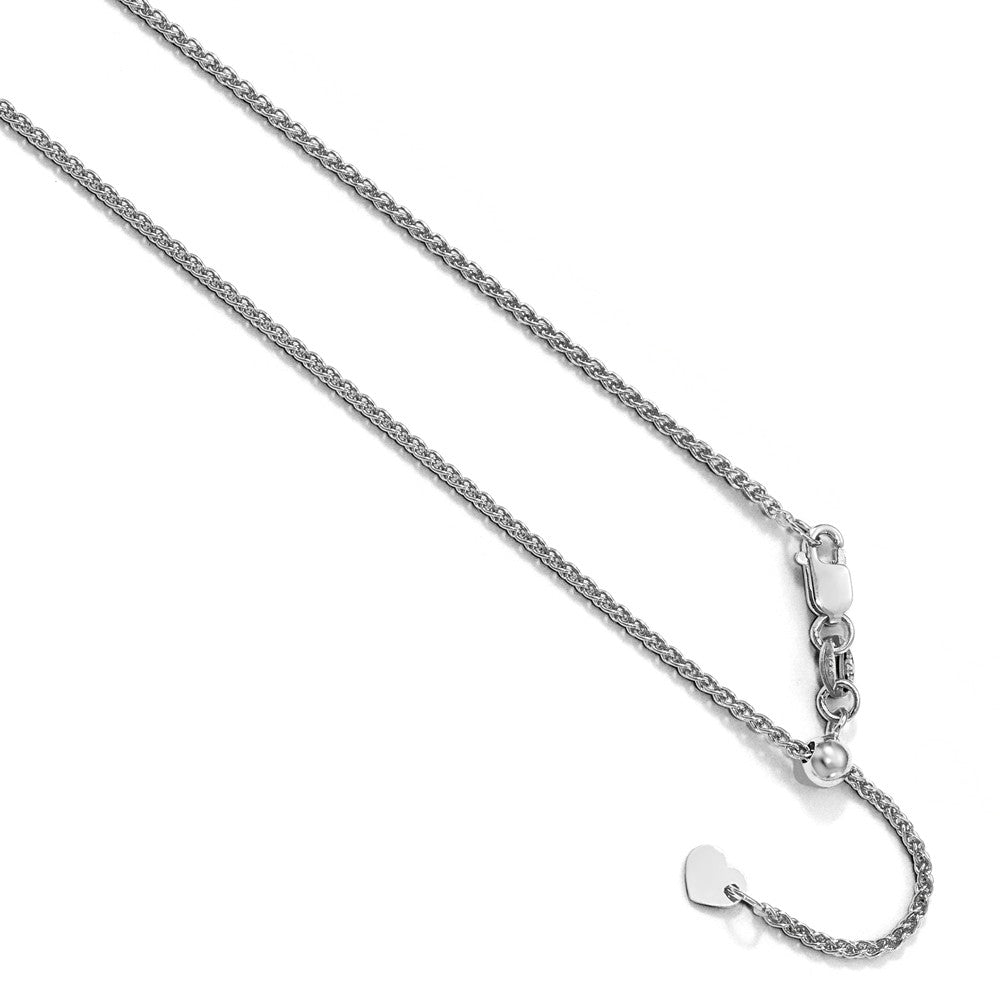 1.35mm 10k White Gold Adjustable Hollow Wheat Chain Necklace