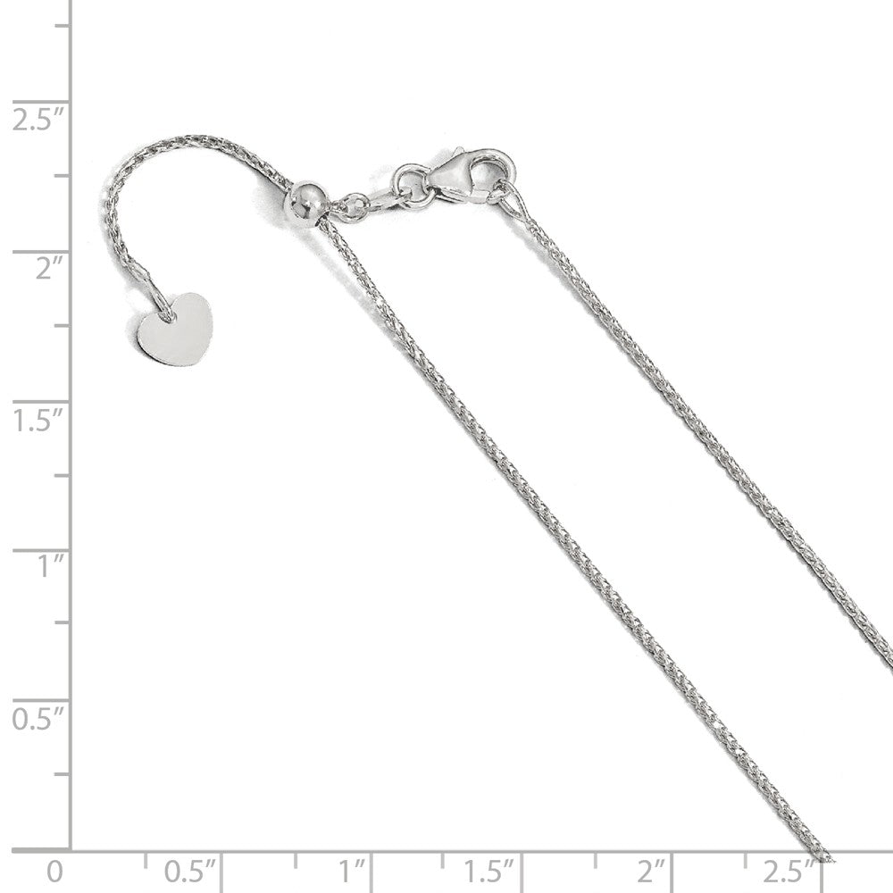 Alternate view of the 1mm 14k White Gold Adjustable D/C Open Franco Chain Necklace, 22 Inch by The Black Bow Jewelry Co.