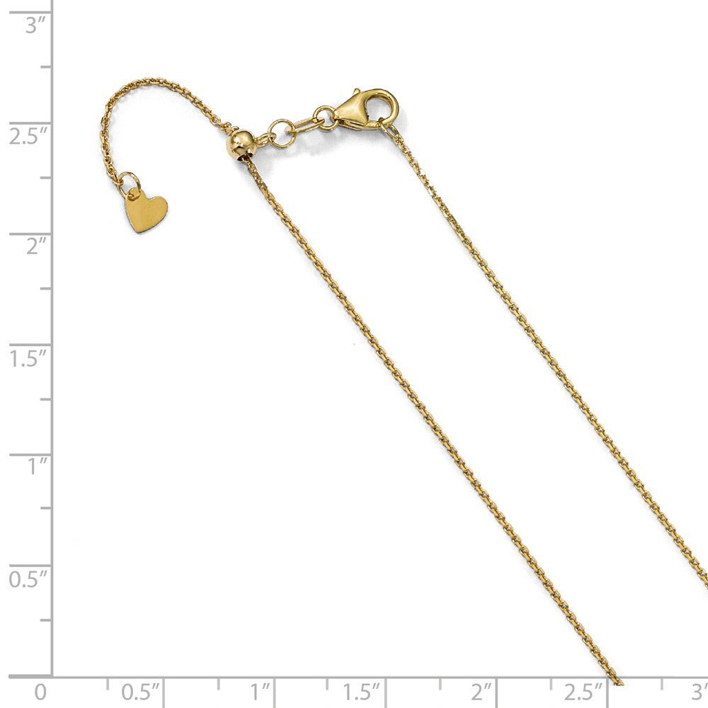 Alternate view of the 1.1mm 14k Yellow Gold Adjustable D/C Cable Chain Necklace, 22 Inch by The Black Bow Jewelry Co.