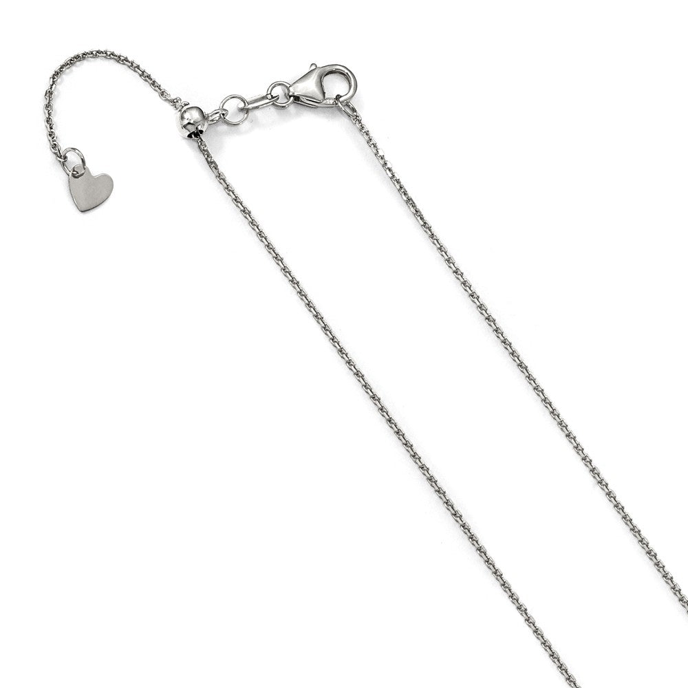 1.1mm 14k White Gold Adjustable D/C Cable Chain Necklace, 22 Inch, Item C9936 by The Black Bow Jewelry Co.