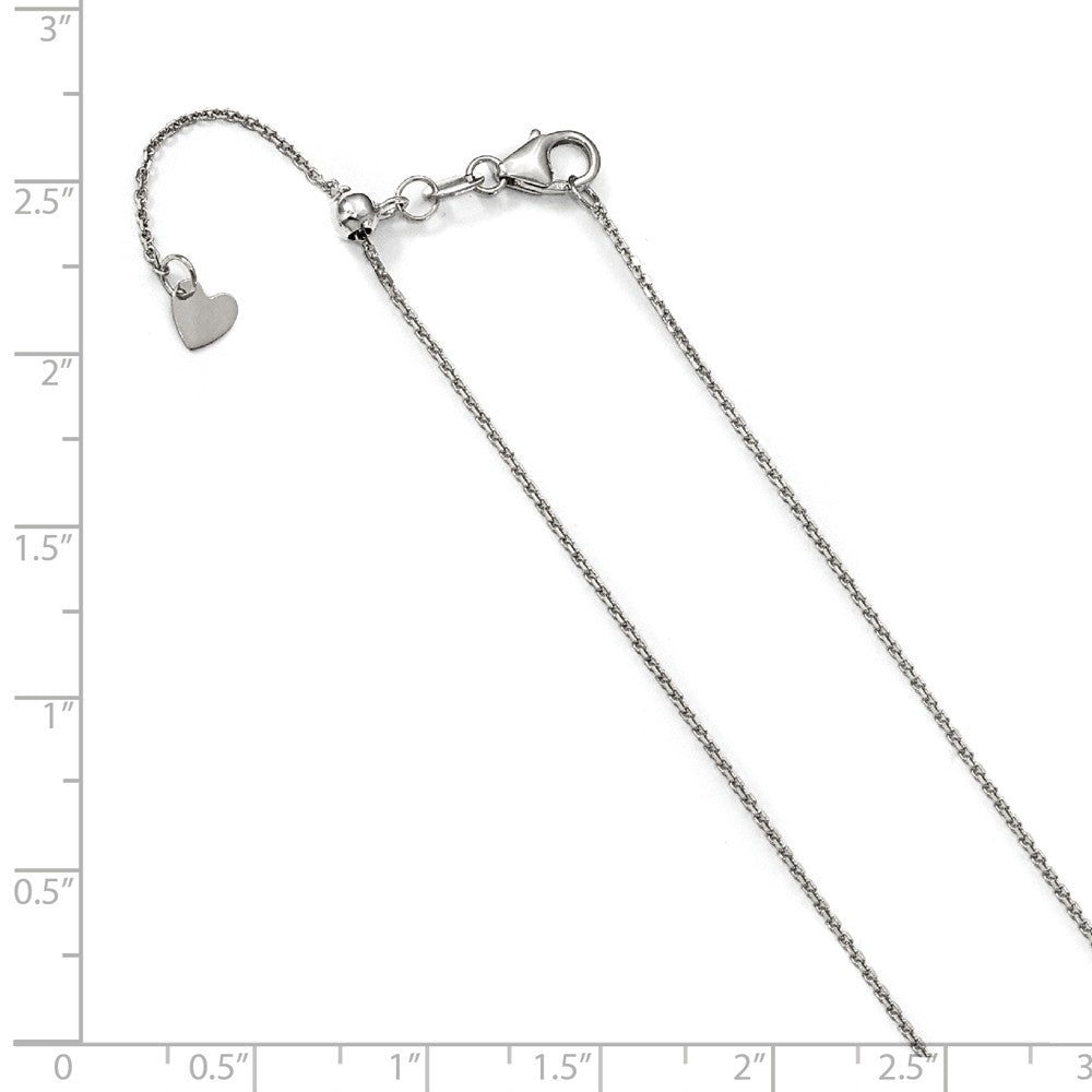Alternate view of the 1.1mm 14k White Gold Adjustable D/C Cable Chain Necklace, 22 Inch by The Black Bow Jewelry Co.