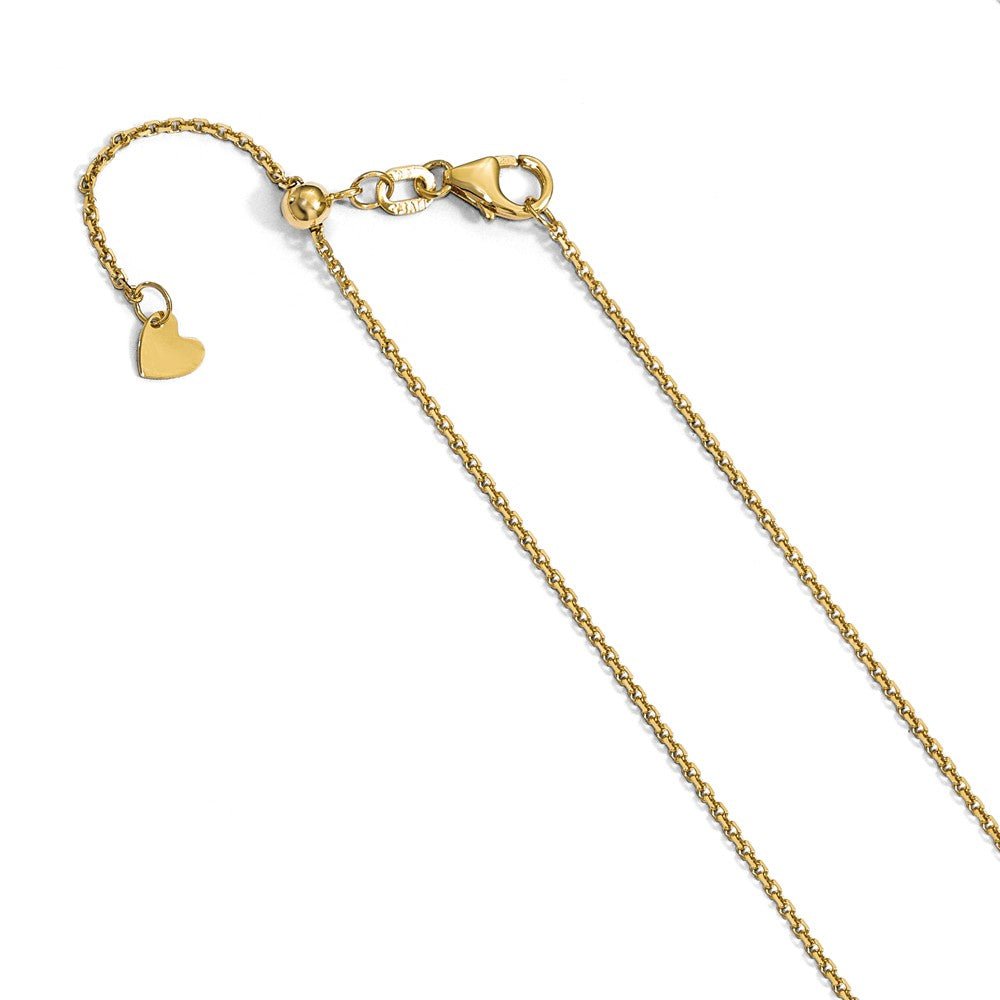 1.25mm 14k Yellow Gold Adjustable D/C Cable Chain Necklace, 22 Inch, Item C9937 by The Black Bow Jewelry Co.