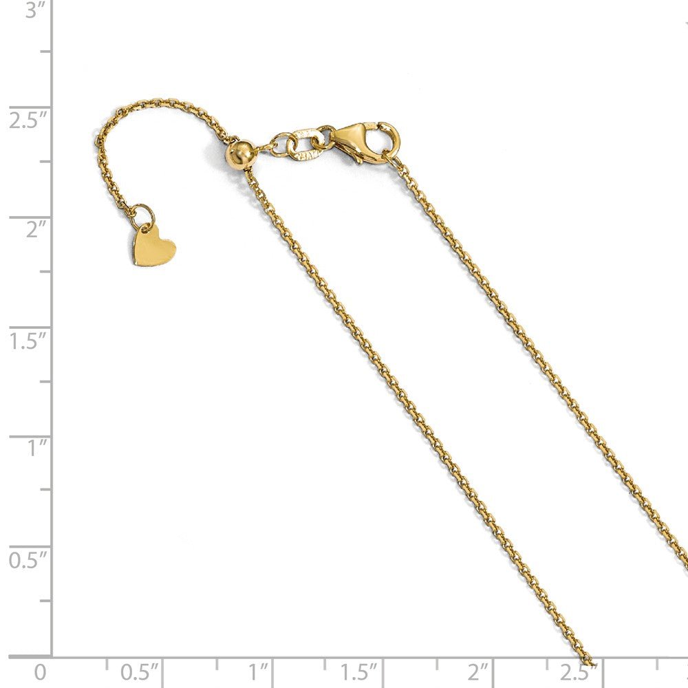 Alternate view of the 1.25mm 14k Yellow Gold Adjustable D/C Cable Chain Necklace, 22 Inch by The Black Bow Jewelry Co.