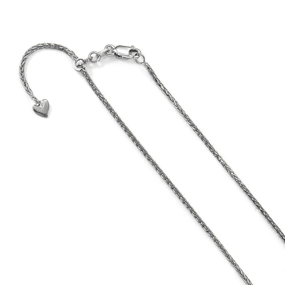 1.3mm, 14k White Gold Adjustable D/C Wheat Chain Necklace, 22 Inch, Item C9940 by The Black Bow Jewelry Co.