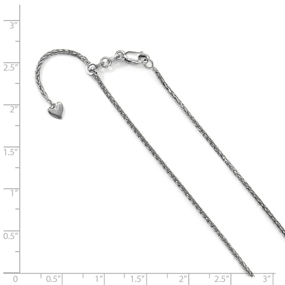 Alternate view of the 1.3mm, 14k White Gold Adjustable D/C Wheat Chain Necklace, 22 Inch by The Black Bow Jewelry Co.